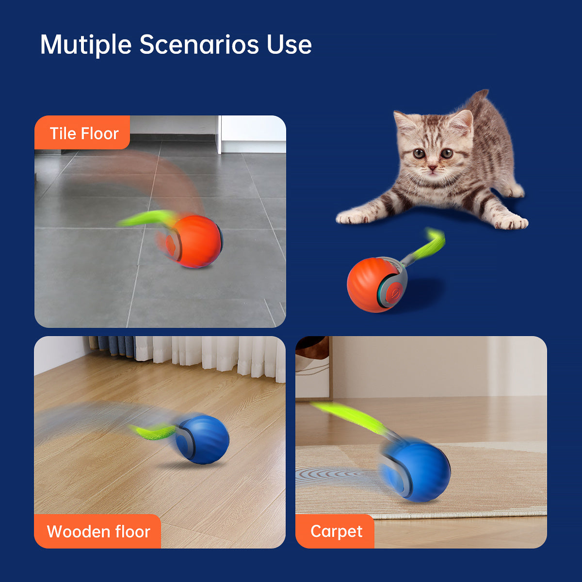2025 Smart Interactive Cat Ball,Type-C Rechargeable Interactive Cats Toy